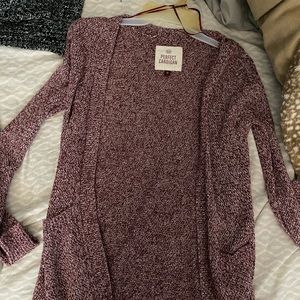 maroon cardigan